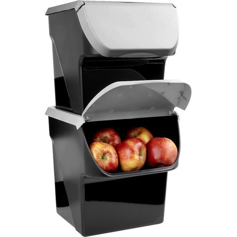 Bac de conservation pour légumes, fruits, oignons, pommes de terre, gris, lot de 2, 13 l (1/5)