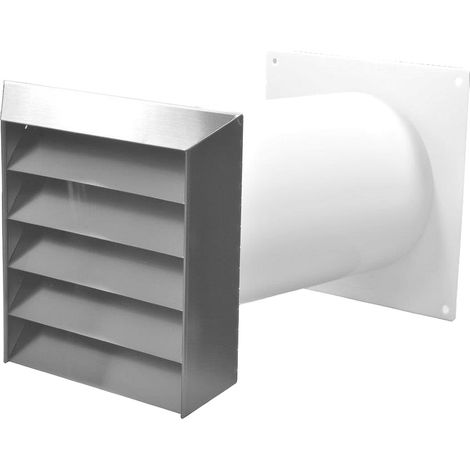 Teleskop-Mauerkasten mit Edelstahlgitter - ø 125 mm, Rundanschluss, Mauerstärken bis 450 mm