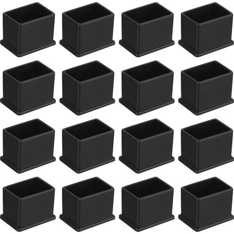 26 Embouts de pieds carrés, PVC noir 30x20mm, Antidérapants, Protection sol, Pour meubles intérieur et extérieur (1/5)