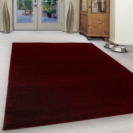Tapis uni à courtes mèches pour salon Rush Rouge 120x170 (1/5)