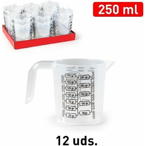 TrAdE Shop Traesio - Set 2 Pezzi Caraffa Brocca Plastica Graduata Misurino Dosatore Da 250 Ml 11774 -