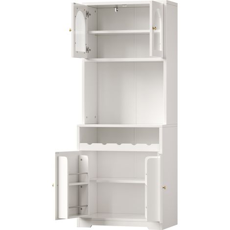 Set mit 2 hohen weißen Sideboards 180 cm mit RGB-LED, Glastüren und Flaschenregal (1/5)