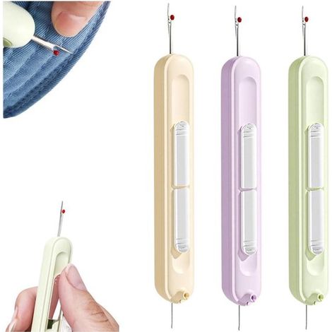 Infila-ago automatico 2 in 1 con taglia-cuciture, set di accessori per cucito in 3 pezzi: infila-ago e ausilio per la cucitura. (1/4)