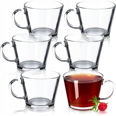KADAX Teegläser, Wassergläser mit Henkel, 6er Set, Glastassen, 380 ml