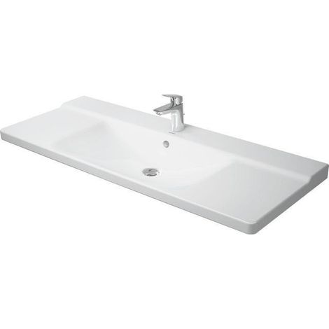 Lavabo DU Furniture P3 Comforts 1250 mm avec trop-plein, avec bonde, sans bonde, blanc