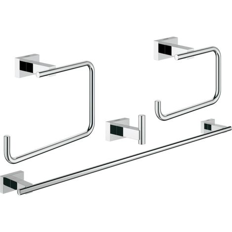 GROHE 40778001 Essentials Cube 4-in-1 Master Bathroom Accessories Set Chrome (1/2)