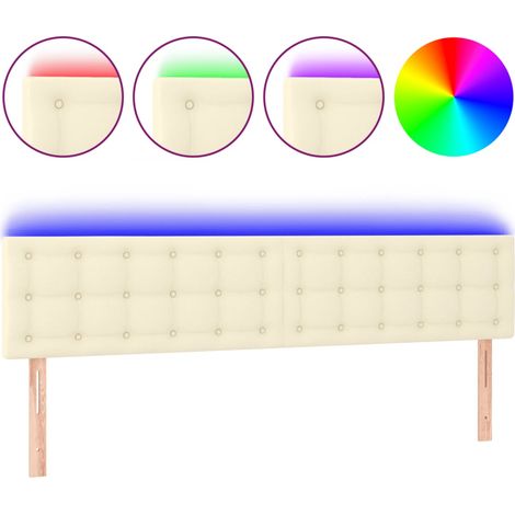 Tête de lit,Panneau décoratif à LED Crème 180x5x78/88 cm Similicuir CFW6760879 (1/5)