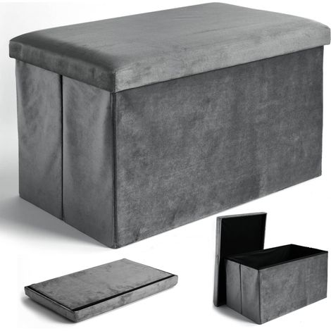 Faltbarer Samtpouf DIEGO Graphit VELVET Größe XL