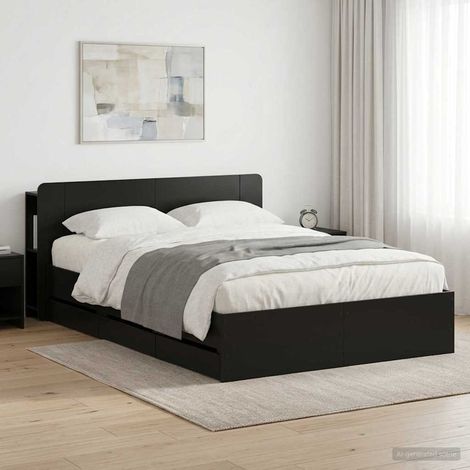 vidaXL Bed Frame with Storage and Headboard Black 150 x 200 cm (1/5)