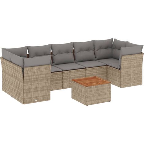 Maison Exclusive - Patio Sofa Set 7 plaza Mezcla beige y gris (1/5)