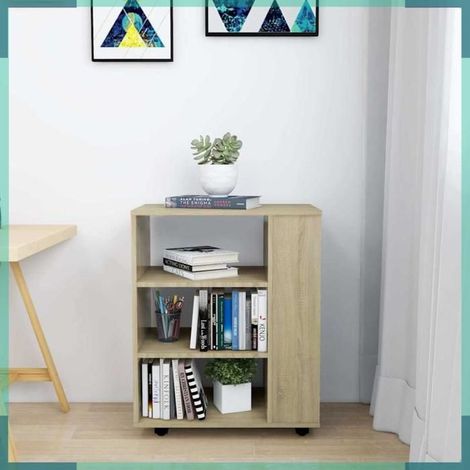 808452 Armoire à roulettes Chêne Sonoma 60x35x75 cm Bois d’ingénierie (1/5)