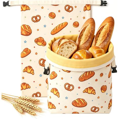 Sac à Pain Réutilisable coton Imperméable, 2 Pcs Sac de Conservation Pain (1/5)