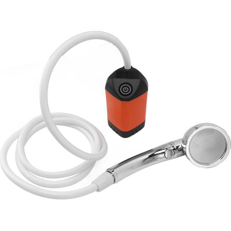 Douche de camping portable à 3 vitesses réglables, pompe électrique rechargeable, orange (1/5)