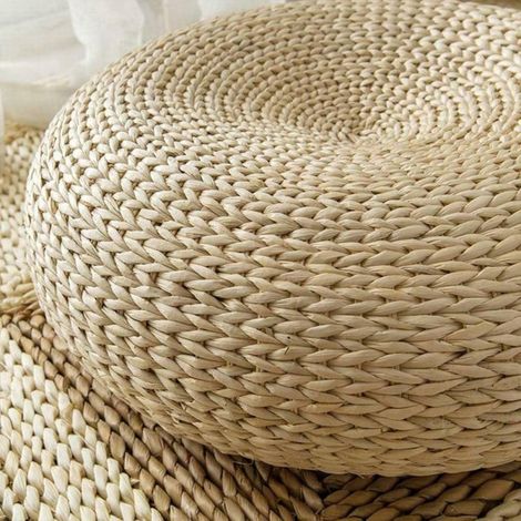 Pouf rond en paille tatami coussin coussins de sol naturels méditation yoga tapis rond coussin de chaise coussin de style japonais 40cm
