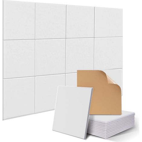 12er Set selbstklebende Akustikplatten, 30×30×1 cm, hochdichtes Polyester-Schallabsorbermaterial, Wandmontage