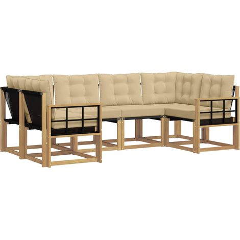Outdoor Sofa Set with Cushion 6 pcs White and Beige vidaXL