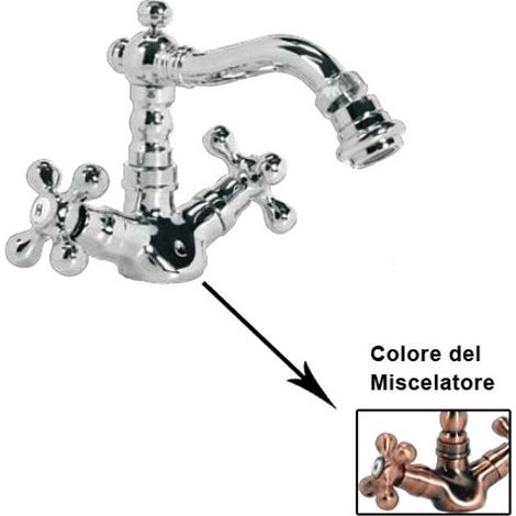Grifo monomando para bidé con acabado en cobre envejecido.