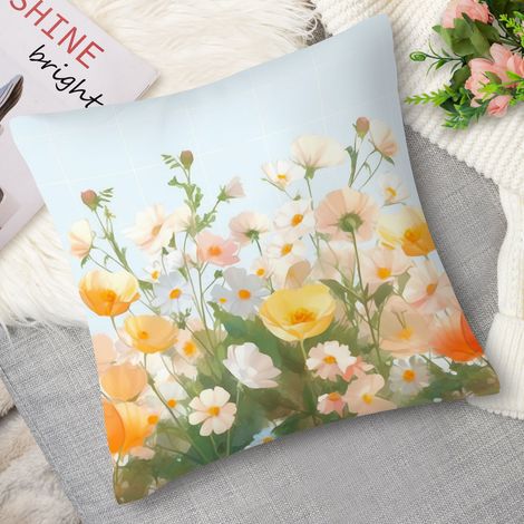 Housse de coussin motif fleurs boho (1/5)