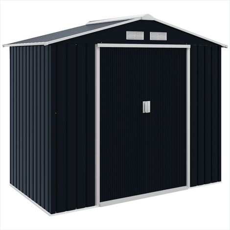 Abri de jardin en acier galvanisé 2,13 x 1,3 x 1,85m avec Gris (1/5)