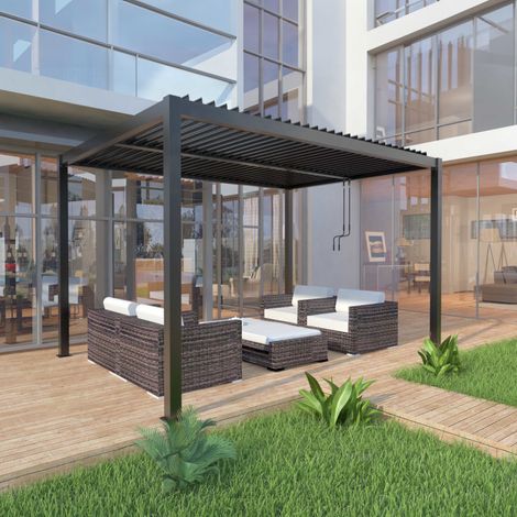 Pergola bioclimatique 12m2 aluminium anthracite lames orientables (1/5)
