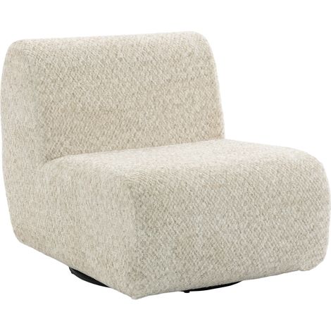 Fauteuil Rotatif 360 Degrés, Canapé 1 Place en Chenille, Assise Rembourrée, Beige, Salon Chambre Bureau, Siège Pivotant (1/5)