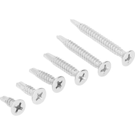 160 vis autoperceuses à tête fraisée Phillips M4.2, argentées, en acier inoxydable 304, antirouille, pour le travail du bois (1/5)