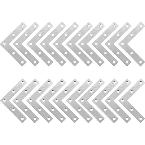 (20 Pièces Équerres Plates Angle en L,Équerres D'angle en Acier Inoxydable,Équerre Angle En Forme De L avec Vis pour Bois Meubles Placard Réparation (1/5)