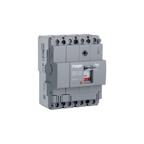 Interruttore sganciatore termomagnetico 80A 18kA 4 poli Hager HDA081L