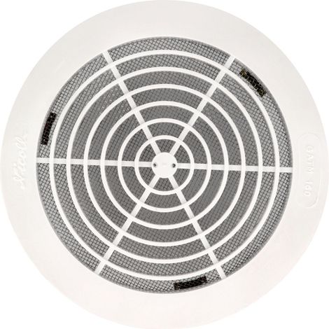 Nicoll – Grille intérieure Ø160 mm avec moustiquaire – Passage d'air 124 cm² – Montage à clipser – Résine de synthèse blanche