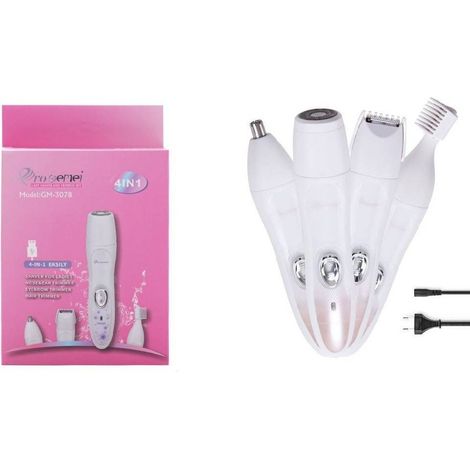 TRADE SHOP - Kit 4 In 1 Rasoio Rifinitore Donna Epilatore Professionale Ricaricabile Gm-3078 - (1/5)