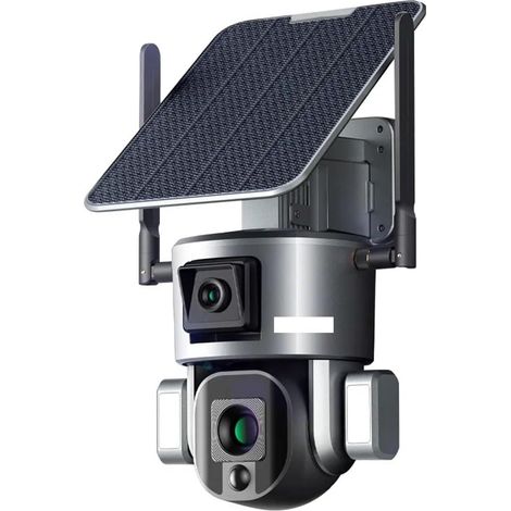Caméra de sécurité à Domicile 4K 8MP HD Double Objectif 4G caméra de sécurité Solaire extérieure 4X 10X Zoom Optique caméra Suivi Automatique caméra de vidéosurveillance étanche(4K 4G 4XZoom) (1/5)