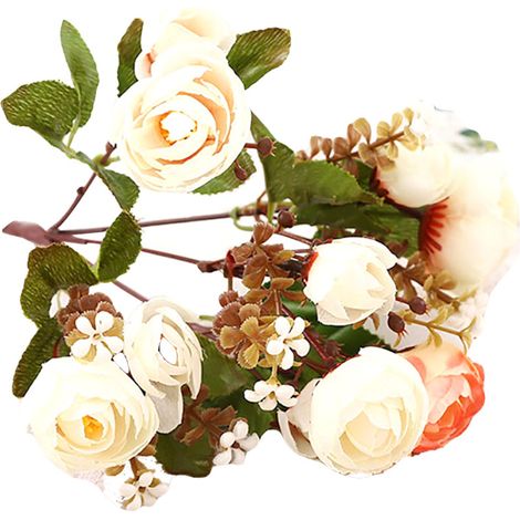 Fleur De Camélia Artificielle En Soie Pour Décoration Mariage Maison Centre De Table - Blanc - Lot De 1 (1/2)