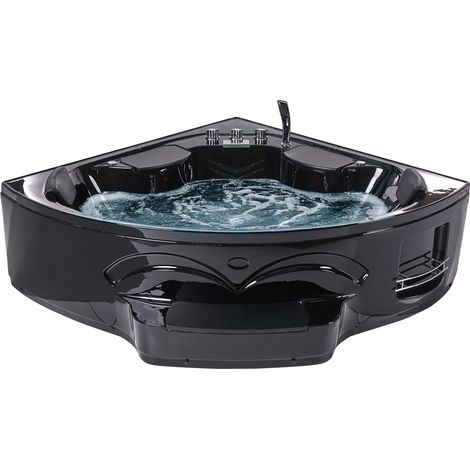 Beliani Corner Hot Tub with LED Black ABS (Durable Synthetic Material) Triangular, Gloss, 150 x 211 x 60 cm, Holds up to 400 kg CUYABENO (1/5)