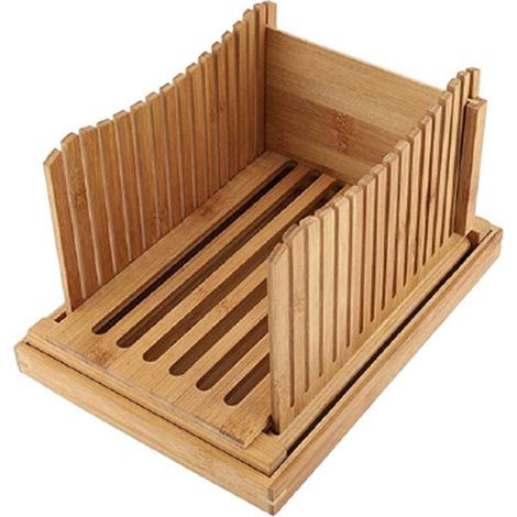 Trancheuse à pain en bambou pour toasts maison, ramasse-miettes inclus, ustensile de cuisine (1/3)
