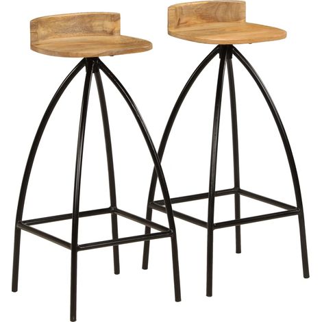 Taburetes de barra de cocina 2 unidades madera maciza de mango