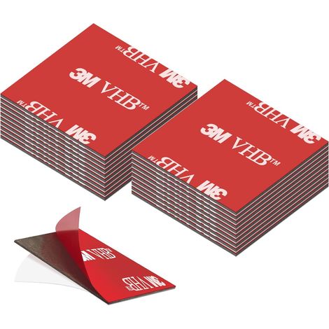 Almohadillas adhesivas de doble cara extrafuertes, impermeables, cuadradas, para el hogar y la oficina, 30 mm x 30 mm, 20 unidades (1/5)