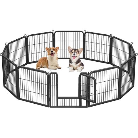 Parc pour Chien Intérieur,Enclos Lapin avec 12 Panneaux & Porte Verrouillable,Chenil pour Chien Exterieur,Parc pour Chien en Métal Pliable,pour Chiens,Chiot,Chat,Lapin,Animaux de Compagnie