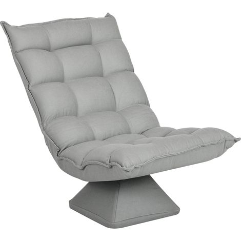 Fauteuil relaxant tournant pour lecture, aspect velours, 62 cm x 70 cm x 95 cm, Gris clair