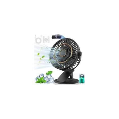 Shining House – Mini ventilateur USB rechargeable 5 vitesses – Rotation 720° – Écran LCD – Ultra silencieux pour bureau, maison, camping (1/5)