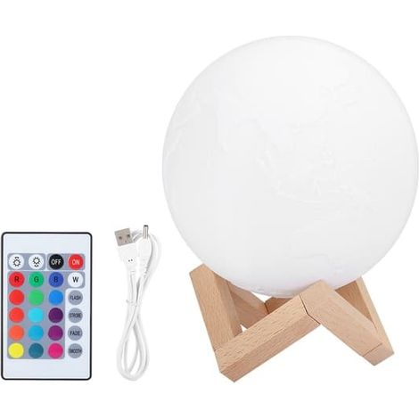 Lampe Lune imprimée en 3D - Veilleuse Lunaire - Cadeau Décoration pour Anniversaire, Noël ou Saint-Valentin (1/5)