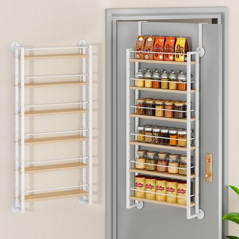 Wall Mounted Spice Rack,6 Tier Wall Mounted Shelf,Natural (1/5)