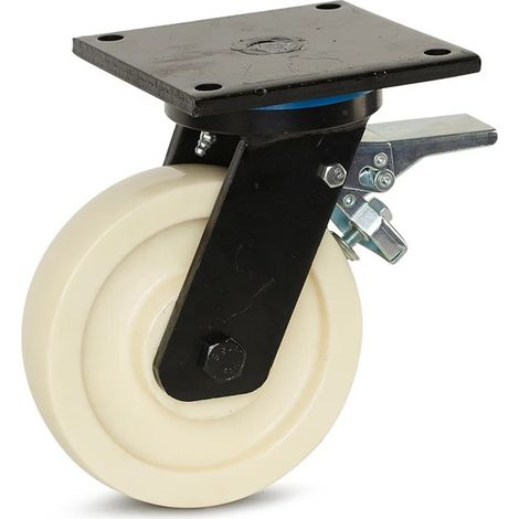 Roue pivotante extra lourde freinée - MESO - Nylon - 200mm - 1300kg - Platine (1/2)