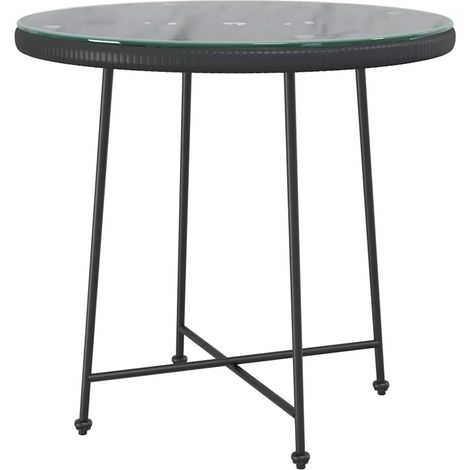 Maison Exclusive - Esstisch Schwarz Ø80 cm Hartglas und Stahl (1/5)