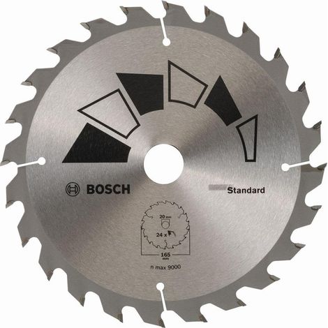 1x Lame de Scie Circulaire Standard (pour Bois, Ø 165 x 1.6/1 x 20/16 mm, 24 Dents, ATB, avec 1x Bague de Réduction 16 mm, Accessoire Scie Circulaire) (1/4)