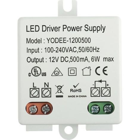 Mini 12V DC 6W LED-Transformator für 12V Niedervolt-LED-Lampen oder andere Netzteile, klein und flach, keine Mindestlastanforderung (1 Stück). (1/4)