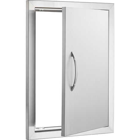 Porte d'accès BBQ inox 407x559 mm, montage affleurant, poignée intégrée, pour îlot de cuisson extérieur et station grill. (1/5)