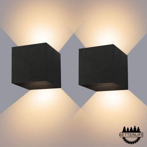 Applique Murale 12W, 2 Appliques Murales LED Extérieur/Intérieur 3000K, Applique Murale Extérieure Réglable, Applique Murale Intérieure Étanche IP65 pour Chambre, Couloir, Maison, Salon (1/5)