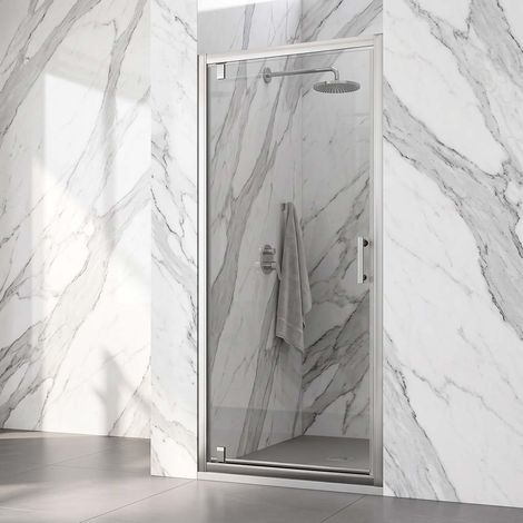 Porta Doccia a Battente in Nicchia Vetro temperato Trasparente 6 mm e Profilo Cromo H190 cm - 90 cm