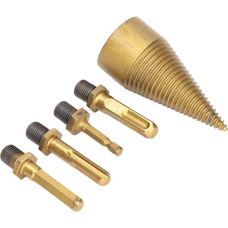 Lot de 5 forets fendeurs 42mm à cône pour bois, avec queues carrée et hexagonale, compatibles perceuse électrique manuelle (1/5)