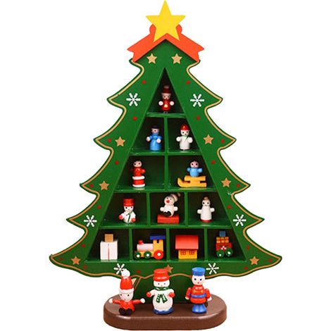 Arbre De Noël De Bureau - En Bois Naturel - Décor De Table Pour Fêtes - 1 Pièce (1/5)